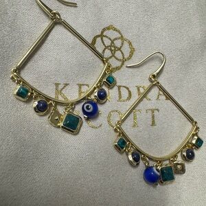 Kendra Scott Gold and Blue Statement Earrings